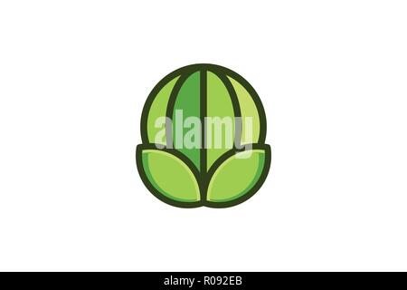 Green Globe e foglia disegni Logo ispirazione isolata su sfondo bianco Illustrazione Vettoriale