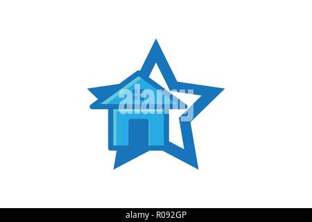 Casa, Home star disegni Logo ispirazione isolata su sfondo bianco Illustrazione Vettoriale