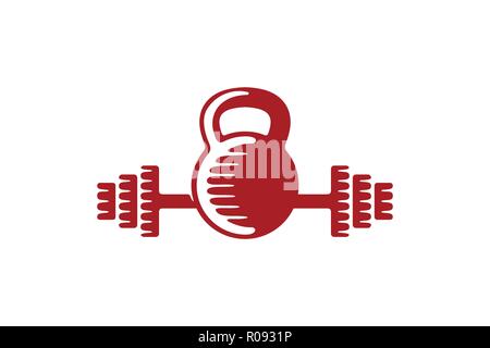 Bollitore bell, fitness disegni logo ispirazione isolata su sfondo bianco Illustrazione Vettoriale