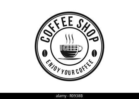 Il vapore le bevande a base di caffè e la tazza di caffè, coffee shop disegni logo ispirazione isolata su sfondo bianco Illustrazione Vettoriale