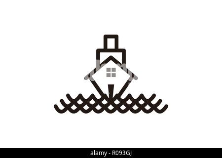 Boat House disegni logo ispirazione isolata su sfondo bianco Illustrazione Vettoriale
