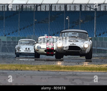 Martin Hunt, Patrick Blakeney-Edwards, AC Cobra, Tony legno, Barry Wood, Jaguar E-Type, Gareth Burnett, Porsche 356 GT Coupé, Royal Automobile Club Tou Foto Stock