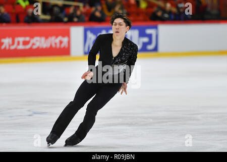 Helsinki, Finlandia. 03 Nov, 2018. Keiji Tanaka (JPN) durante in uomini breve programma del GP ISU di Pattinaggio di Figura Helsinki 2018 a Helsinki sala ghiaccio (Helsingin Jaahalli) Sabato, 03 novembre 2018. HELSINKI . (Solo uso editoriale, è richiesta una licenza per uso commerciale. Nessun uso in scommesse, giochi o un singolo giocatore/club/league pubblicazioni.) Credito: Taka Wu/Alamy Live News Foto Stock