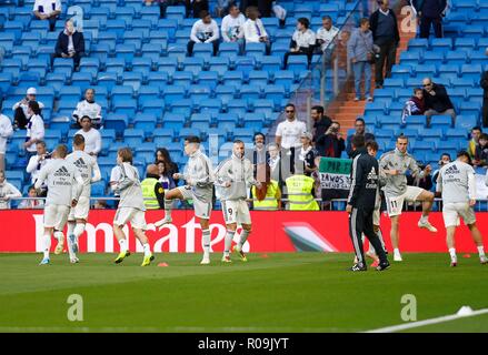 Madrid, Spagna. 3 Novembre, 2018. Partita di calcio tra il Real Madrid e Valladolid del 2018/2019 campionato spagnolo, tenutasi a Santiago Bernabeu Stadium in Madrid. (Foto: Jose L. Cuesta/261/Cordon Premere). Credito: CORDON PREMERE/Alamy Live News Foto Stock