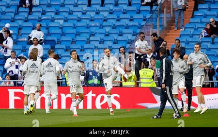 Madrid, Spagna. 3 Novembre, 2018. Partita di calcio tra il Real Madrid e Valladolid del 2018/2019 campionato spagnolo, tenutasi a Santiago Bernabeu Stadium in Madrid. (Foto: Jose L. Cuesta/261/Cordon Premere). Credito: CORDON PREMERE/Alamy Live News Foto Stock