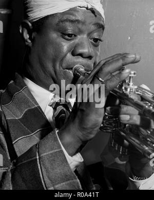 Louis Armstrong, American Jazz Performer, Acquario, la città di New York, New York, USA, William P. Gottlieb raccolta, Luglio 1946 Foto Stock