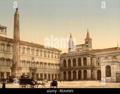 Piazza di San Giovanni in Laterano, Roma, Italia, Photochrome Stampa, Detroit Publishing Company, 1900 Foto Stock