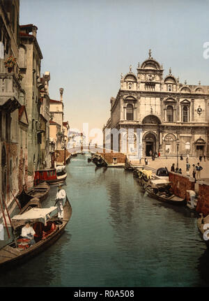 Prima di San Marco e ospedale pubblico, Venezia, Italia, Photochrome Stampa, Detroit Publishing Company, 1900 Foto Stock