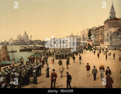 Riva degli Schiavoni, Venezia, Italia, Photochrome Stampa, Detroit Publishing Company, 1900 Foto Stock