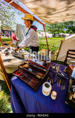 La guerra civile accampamento navale Mystic Seaport   Mystic, Connecticut, Stati Uniti d'America Foto Stock