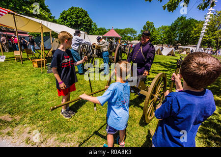 La guerra civile accampamento navale Mystic Seaport   Mystic, Connecticut, Stati Uniti d'America Foto Stock