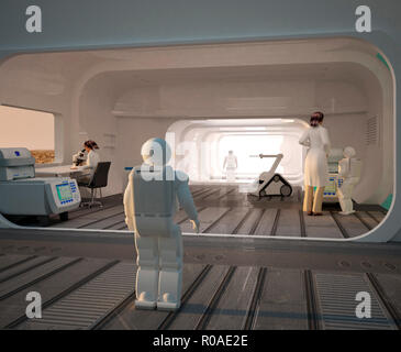 3d digitale illustrazione di una base marziana Foto Stock