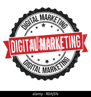 Il marketing digitale firma o timbro su sfondo bianco, illustrazione vettoriale Illustrazione Vettoriale