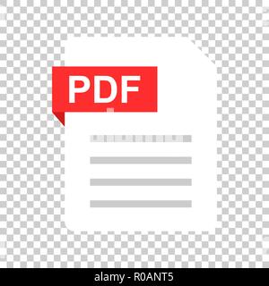 Documento pdf icona nota in stile appartamento. Foglio di carta illustrazione vettoriale su sfondo isolato. Pdf documento del Blocco note la concezione di business. Illustrazione Vettoriale