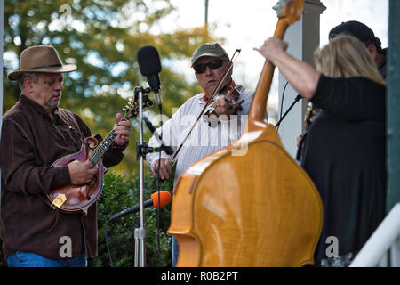 Stati Uniti - 3 Novembre 2018: Willow ramo bluegrass band suona durante l'unisono Giornata del Patrimonio gli eventi che si sono svolte oggi sulla strada principale in Vill Foto Stock