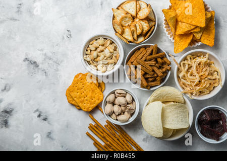 Birra salato snack whit bocce Foto Stock