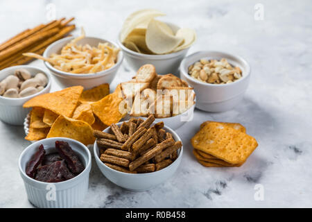 Birra salato snack whit bocce Foto Stock