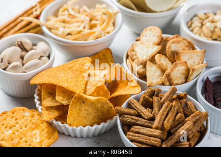 Birra salato snack whit bocce Foto Stock