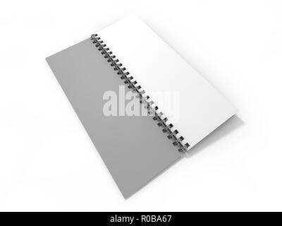 Notebook bianco su sfondo bianco. Il rendering 3D Foto Stock