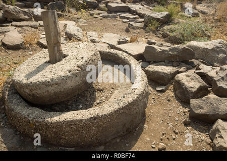 Macina in Gamla antica città ebraica sulle alture del Golan. Foto Stock