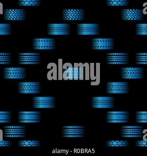 Sfondo nero con pneumatici di diversa via sagome colori blu Illustrazione Vettoriale