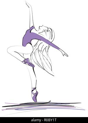 Danza ballerina girl ballet sagome illustrazione vettoriale Illustrazione Vettoriale