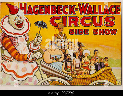 Hagenbeck-Wallace Circus lato mostra, poster di circo, litografia, 1930 Foto Stock