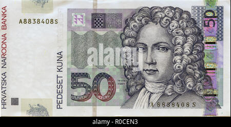 Il croato 50 kuna banconota Foto Stock