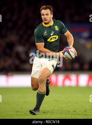 Sud Africa Andre Esterhuizen durante l'autunno partita internazionale a Twickenham Stadium, Londra Foto Stock