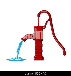 Flusso di acqua pompa acqua design isolato su sfondo bianco Illustrazione Vettoriale