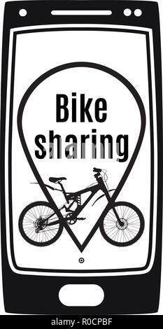 Bike sharing il servizio di noleggio concetto illustrazione vettoriale Illustrazione Vettoriale