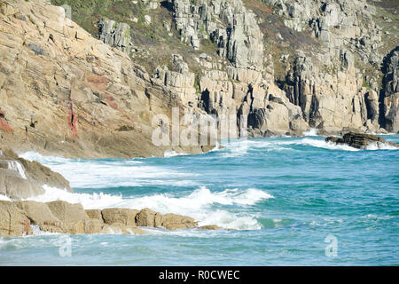 Porthcurno Beach, Cornwall Foto Stock