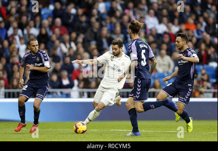 Madrid, Madrid, Spagna. 3 Novembre, 2018. Nacho (Real Madrid) visto in azione durante la Liga match tra il Real Madrid e il Real Valladolid all'Estadio Santiago Bernabéu.punteggio finale Real Madrid 2-0 Valladolid. Credito: Manu Reino/SOPA Immagini/ZUMA filo/Alamy Live News Foto Stock