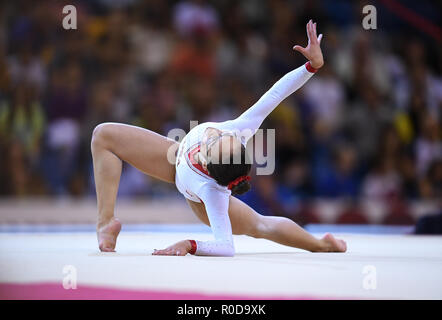 Doha, Katar. 03 Nov, 2018. Morgan Hurd (USA) a terra. GES/Ginnastica/Gymnastics World Championships di Doha, Geraetfinale, 03.11.2018 - GES/ginnastica artistica/Gymnastics World Championships: 03.11.2018 - | Utilizzo di credito in tutto il mondo: dpa/Alamy Live News Foto Stock