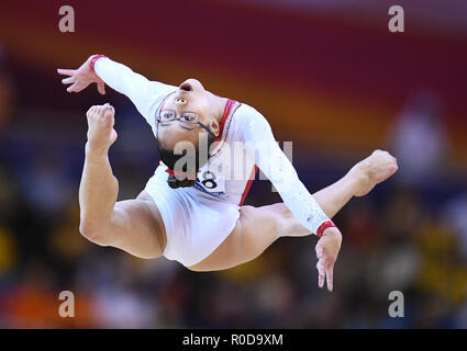 Doha, Katar. 03 Nov, 2018. Morgan Hurd (USA) a terra. GES/Ginnastica/Gymnastics World Championships di Doha, Geraetfinale, 03.11.2018 - GES/ginnastica artistica/Gymnastics World Championships: 03.11.2018 - | Utilizzo di credito in tutto il mondo: dpa/Alamy Live News Foto Stock