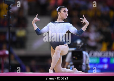 Doha, Katar. 03 Nov, 2018. Brooklyn Mori (Canada) a massa. GES/Ginnastica/Gymnastics World Championships di Doha, Geraetfinale, 03.11.2018 - GES/ginnastica artistica/Gymnastics World Championships: 03.11.2018 - | Utilizzo di credito in tutto il mondo: dpa/Alamy Live News Foto Stock