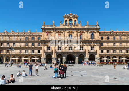Il municipio (Ayuntamiento), Plaza Mayor Salamanca, Castilla y Leon, Spagna Foto Stock