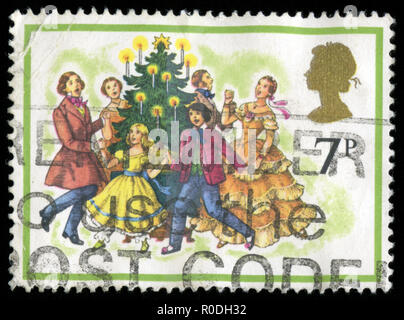 Con timbro postale timbro da Regno Unito e Irlanda del Nord nel Natale 1978 - Carol cantanti serie Foto Stock
