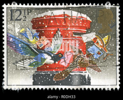 Con timbro postale timbro da Regno Unito e Irlanda del Nord nel Natale 1983 - Serie di Natale Foto Stock