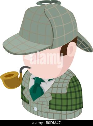 Detective uomo Avatar icona Persone Illustrazione Vettoriale