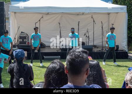 Auckland Nuova Zelanda 27 Ottobre 2018 - i giovani danzatori indiani stanno facendo il loro routine presso il Sandringham Street Festival Foto Stock