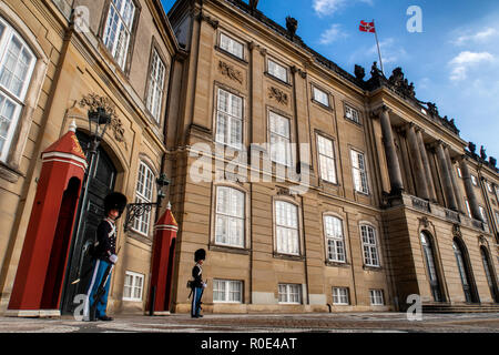 Protezioni a Amalienborg Royal Palace, Copenhagen, Danimarca, in Scandinavia, Europa Foto Stock