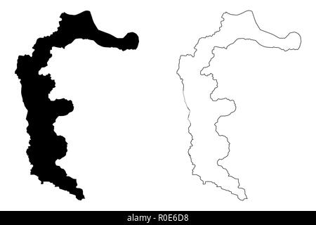 Azad Kashmir (provincia del Pakistan, la Repubblica islamica del Pakistan, le unità amministrative e i distretti del Pakistan) mappa illustrazione vettoriale, scribble sk Illustrazione Vettoriale