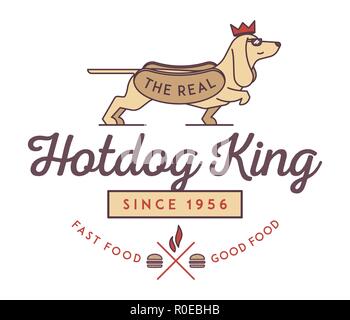 Hotdog king è una illustrazione vettoriale circa il cibo di strada Illustrazione Vettoriale