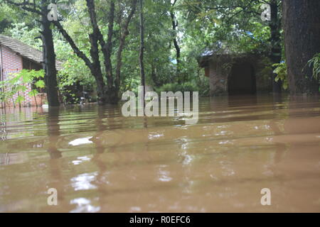 Pioggia pesante e inondato il Kerala Foto Stock