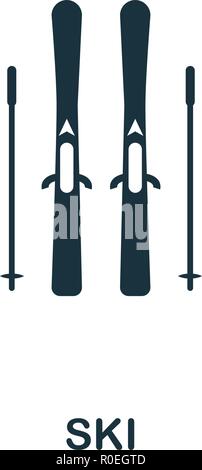 Icona di sci. Premio di design di stile da sport invernali collezione. UX e UI. Pixel perfect ski icona per il web design, applicazioni software, l'utilizzo di stampa. Illustrazione Vettoriale