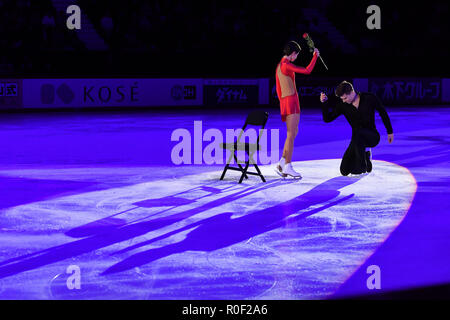 Helsinki, Finlandia. 4 Nov 2018. In Russia la Natalia Zabiiiako / Alexander Enbert (in 1 coppie) durante il periodo di esposizioni Gala presso l'ISU Grand Prix di Pattinaggio di figura 2018 Helsinki a Helsinki sala ghiaccio (Helsingin Jaahalli) Domenica, 04 novembre 2018. HELSINKI . (Solo uso editoriale, è richiesta una licenza per uso commerciale. Nessun uso in scommesse, giochi o un singolo giocatore/club/league pubblicazioni.) Credito: Taka Wu/Alamy Live News Foto Stock