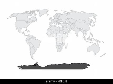 La mappa del mondo illustrazione con l'antartide in evidenza Illustrazione Vettoriale