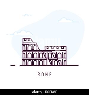 Linea di roma colosseo di stile Illustrazione Vettoriale