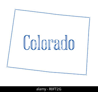 Mappa di stato profilo di Colorado su uno sfondo bianco Foto Stock